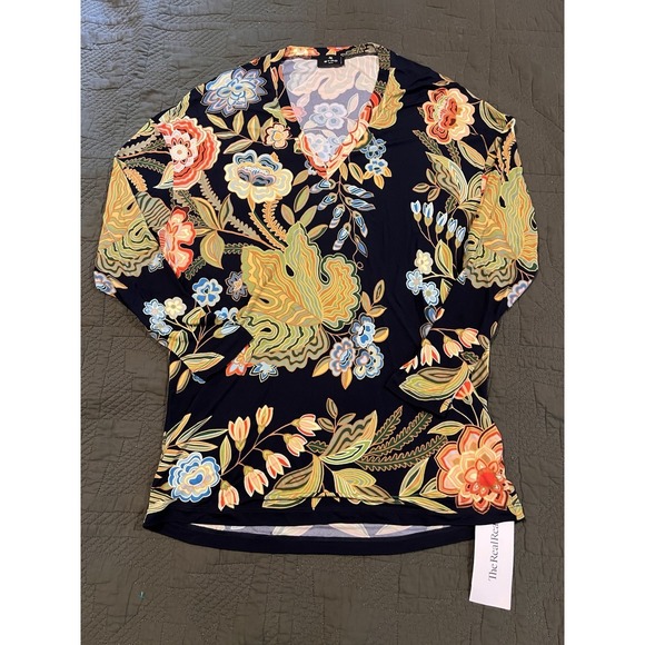 M Made In Italy Tops - Etro Milano Women's V Neck Blouse Floral Design Size 40 Made In Italy